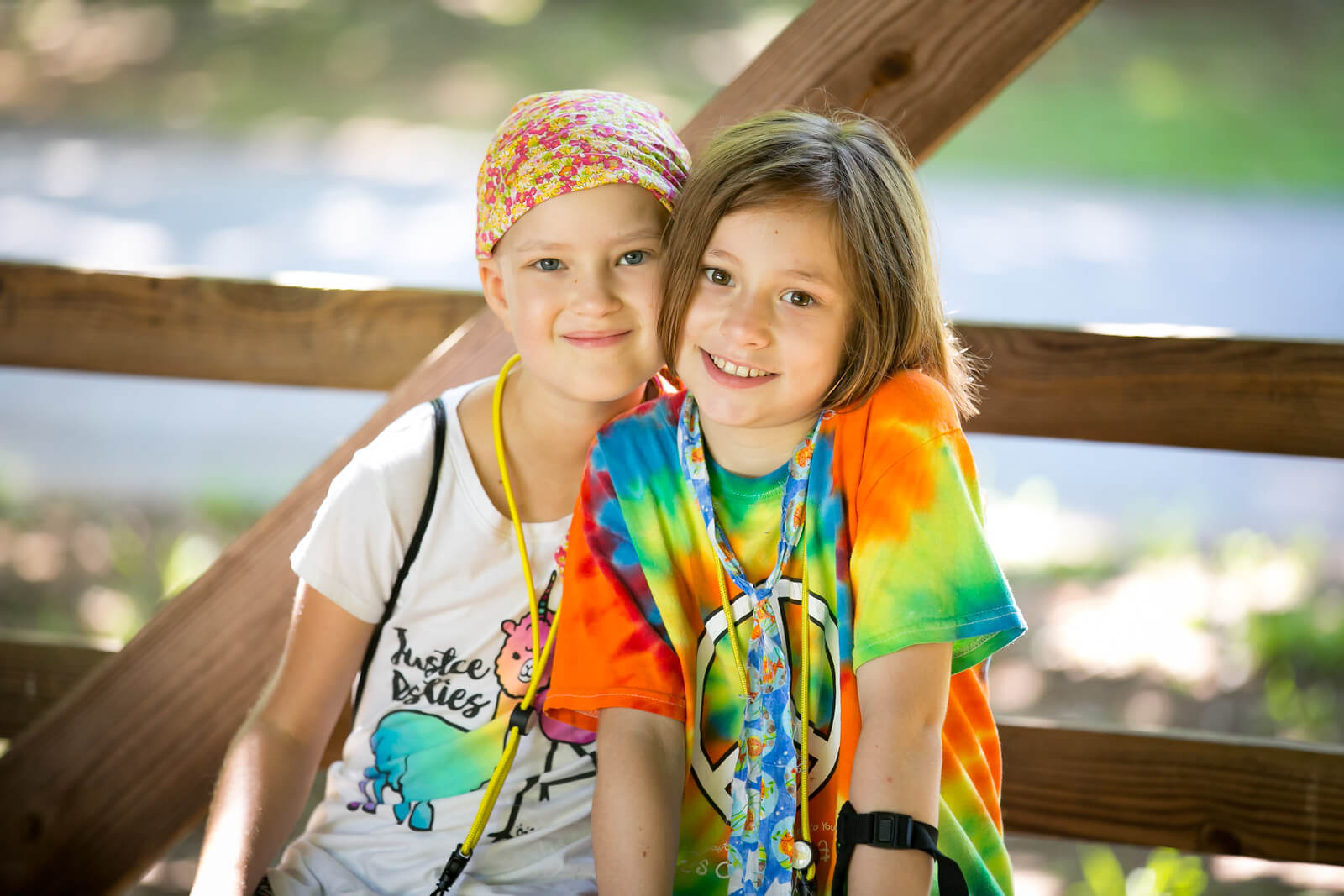 Two girls embracing