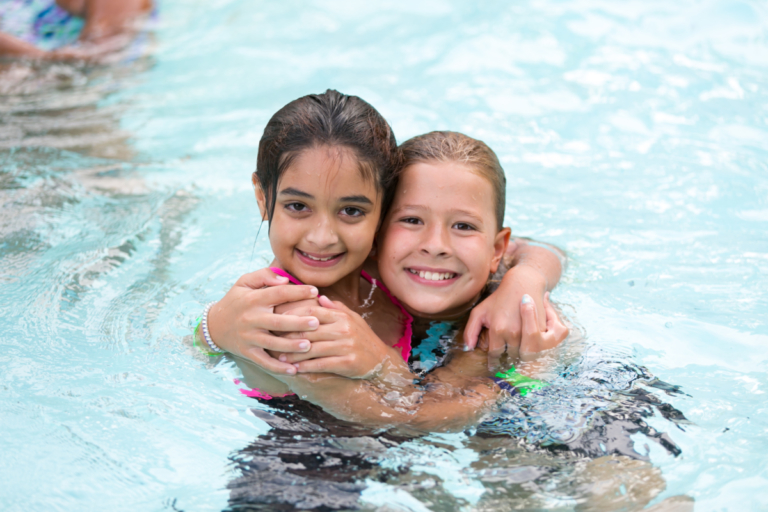 2 girls in pool